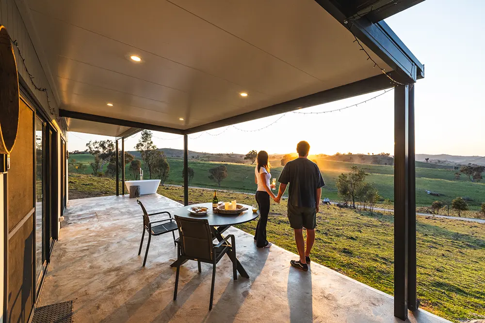 Outdoor entertaining under an insulated patio